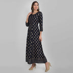 Juniper Women's Navy Rayon Printed Flared Dress - Distacart