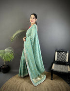 Joban Fashion Sea Green Bandhej Bandhani Vichitra Silk Bandhani Prints Saree - Distacart