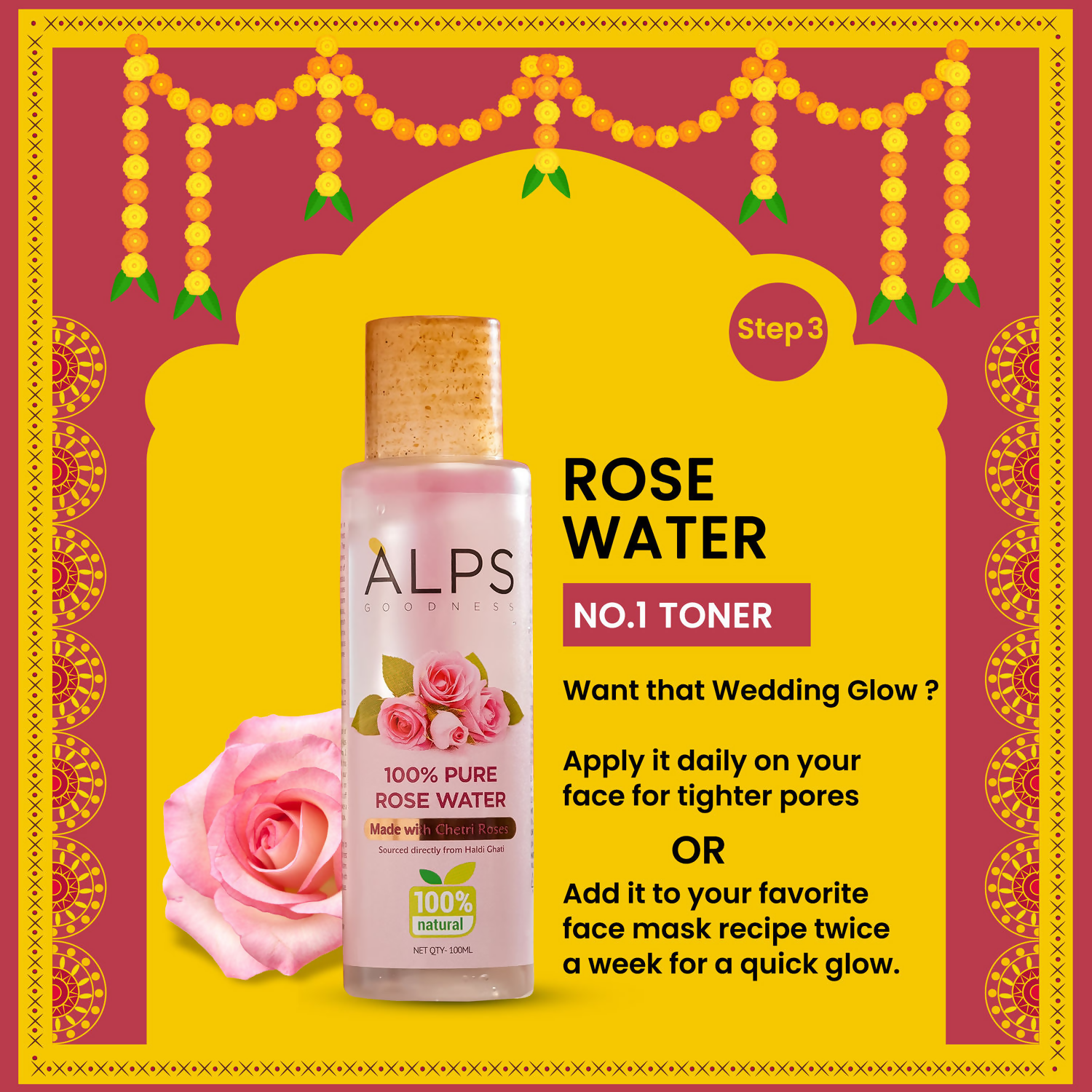 Alps Goodness Bridal Glow Kit (Beetroot Powder, Rose Water, Rosemary Water, Gold Facial Kit & Shea Butter)