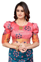 Vamika Ethnic Fire Rama Jari Border Linen Saree - Distacart