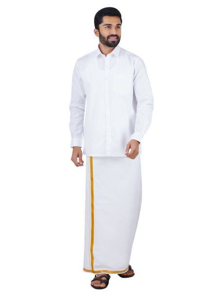 Ramraj Cotton Mens Full Sleeve White Shirt Plus Size - Royal Cotton