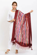 Mominos Fashion Moeza Women's Orgenza Multi Thread Mirror Work Maroon Dupatta - Distacart