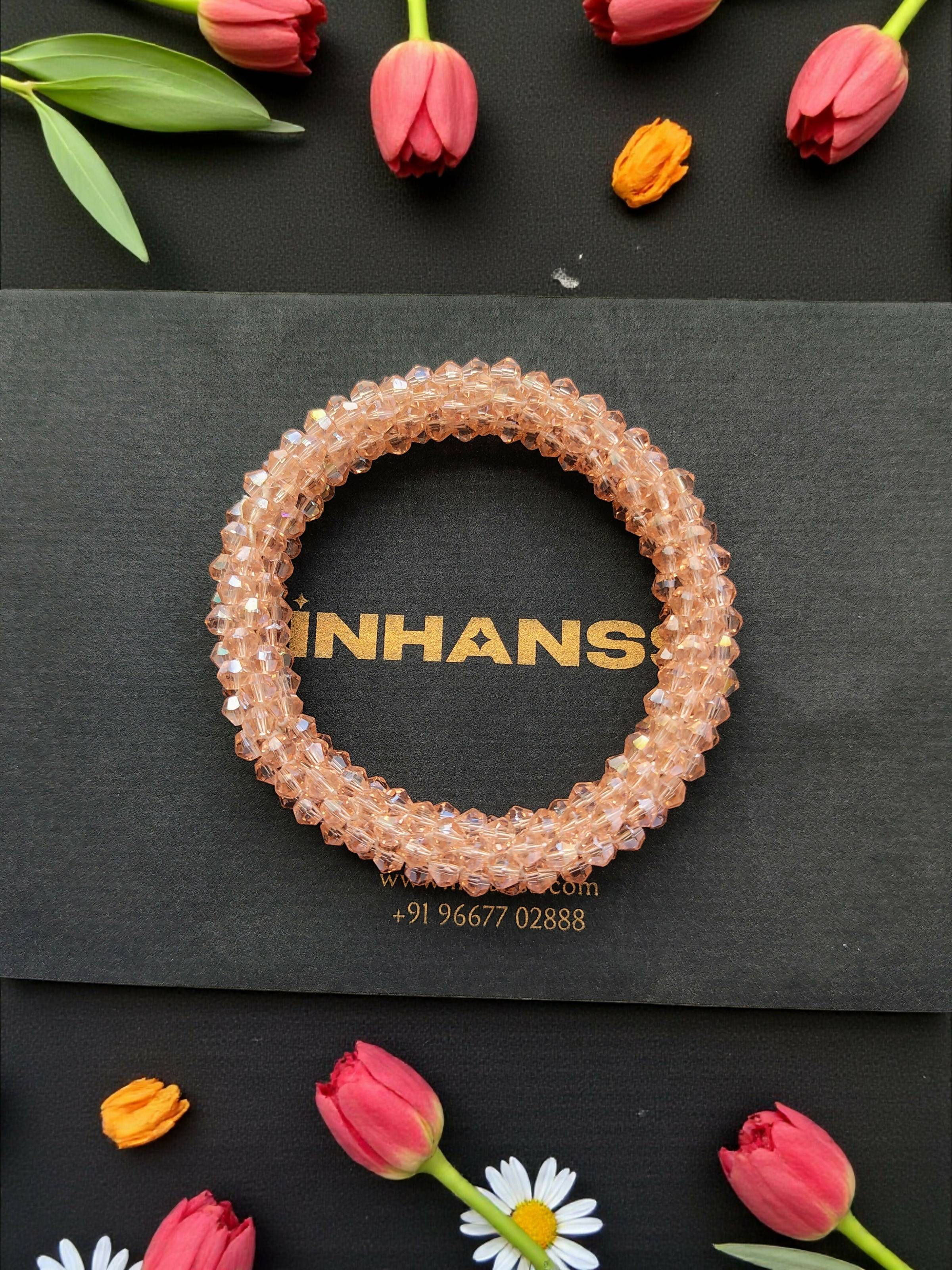 Inhanns Unisex Crystal Bloom – Adjustable Crystal Bead Bracelets - Peach - Distacart