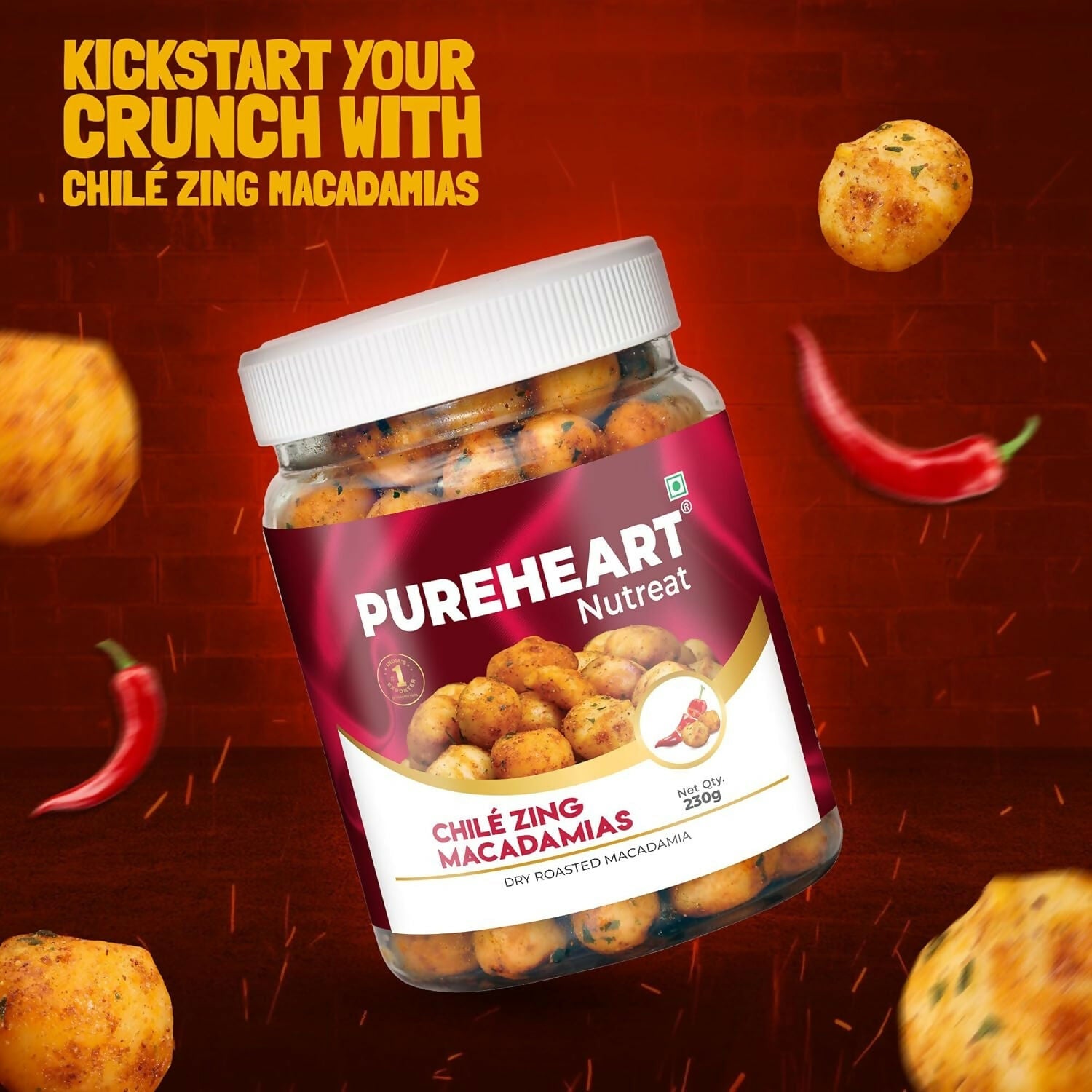 Pureheart Nutreat Chile Zing Macadamias - Distacart