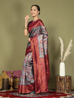 Shree Shyam Fashion Lichi Silk Teal Saree - Distacart