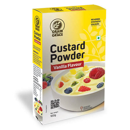 Grain N Grace Custard Powder Vanilla Flavour | Makes Creamy & Smooth Texture with High-Quality Ingredients | Best for Desserts, Fruit Salads & Puddings