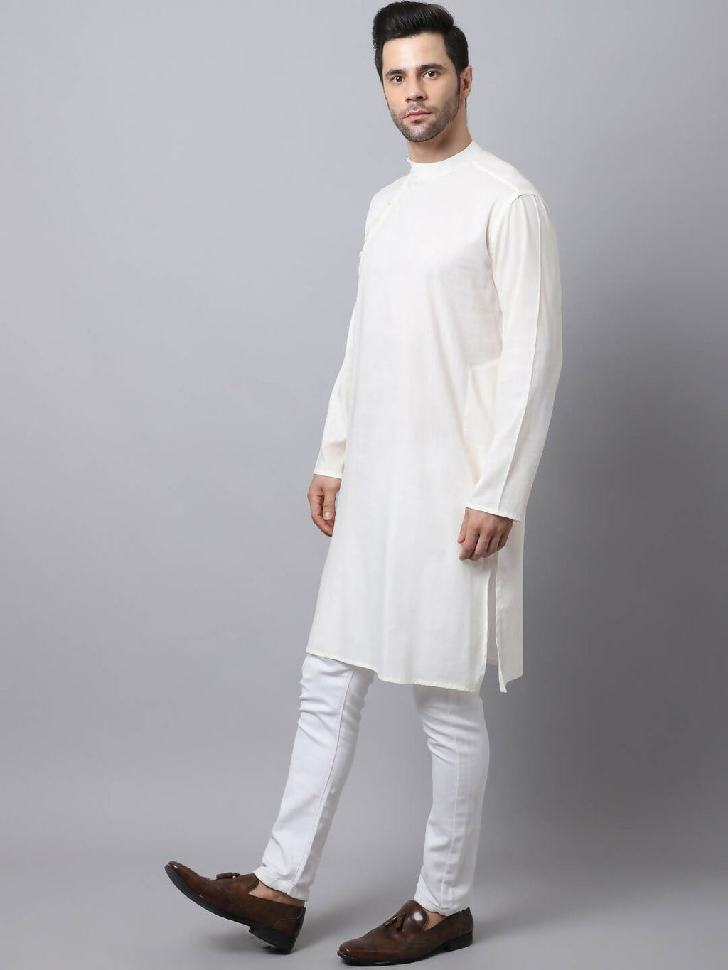 Even Apparels White Cotton Pure Cotton Kurta With Side Placket - Distacart