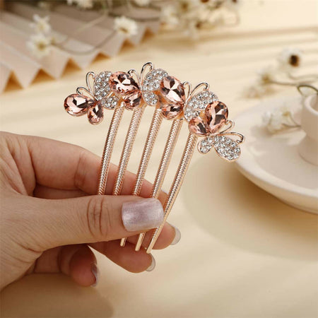 Joban Fashion Rose Gold Metal Flower Hair Comb Hairpin