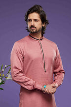 Raivat Ethnic Art Banarasi Silk Thread Work Kurta Pajama In Pink Colour