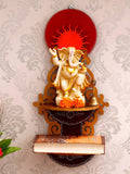 eCraftIndia Brown Textured Wooden Pooja Shelf
