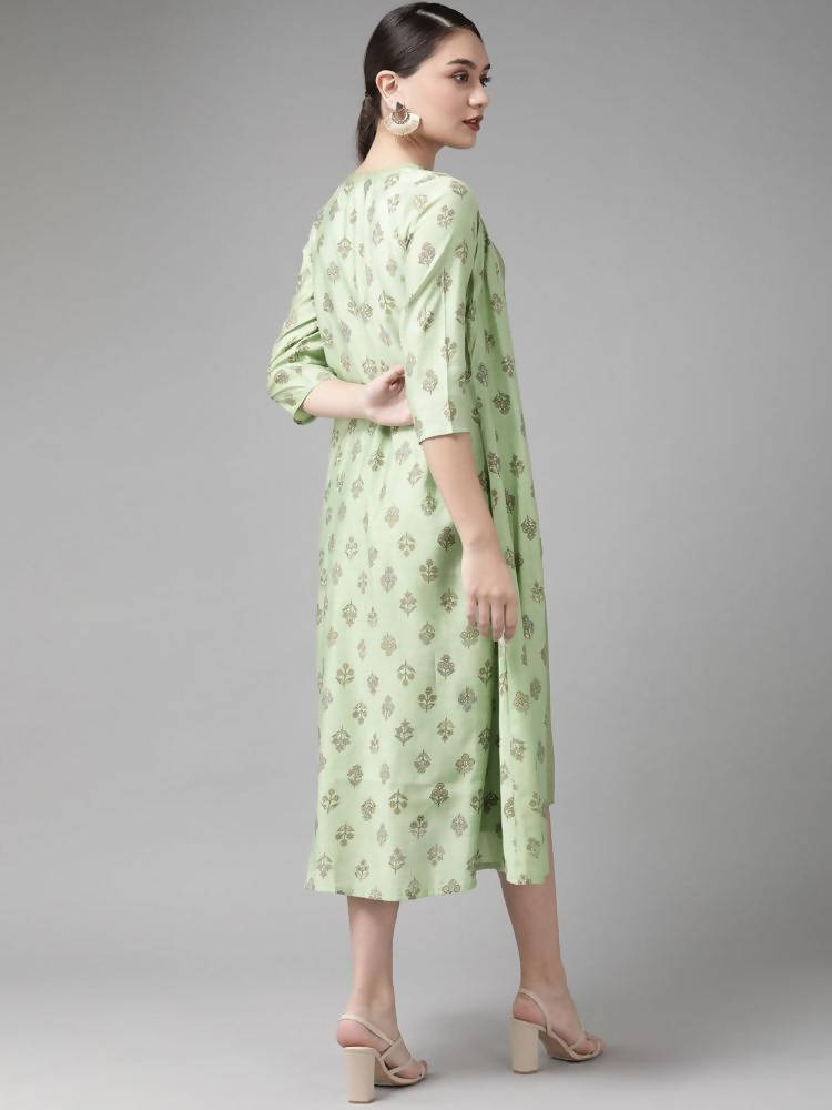 Yufta Silk Green Regular Dress Single