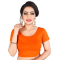 Vamika Orange Lycra Plain Blouse - Distacart
