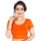 Vamika Orange Lycra Plain Blouse - Distacart
