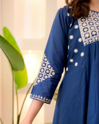 The52 Women's Beautiful Viscose Rayon Fabric Thread Work Flared Kurta Pant Set - Distacart