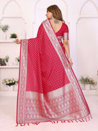 Aastha Fashion Red Georgette Silk Zari Weaving Saree - Distacart