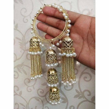 MS Fashion India Stylish Hanging Bangles With Jhumkas, Chains And Pearls