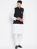 Even Apparels Black Pure Cotton Nehru Jacket With Eid Insignia NJ-PW668-EID - Distacart