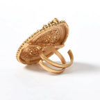 Mominos Fashion Joharkamal Gold-Polished Stone Studded Adjustable Finger Ring - Design 07