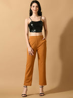 Myshka Women's Mustard Straight Fit Party Trouser