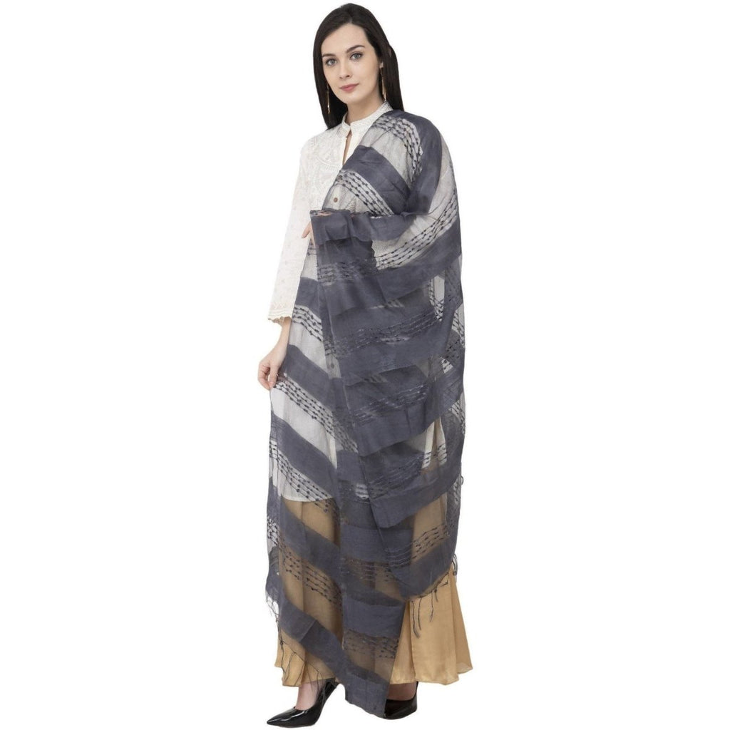 A R SILK Payal Plan Regular Dupatta Gray Color Dupatta or Chunni