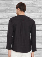 Even Apparels Men's Rayon Black Kurta