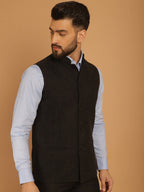 Even Apparels Pure Wool Nehru Jacket - Charcoal