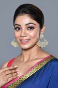 Joban Fashion Women Kundan Pearl Golden White Earrings - Distacart
