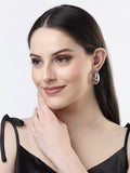 NVR Women Silver-Plated Circular-Shaped Half Hoop Earrings - Distacart