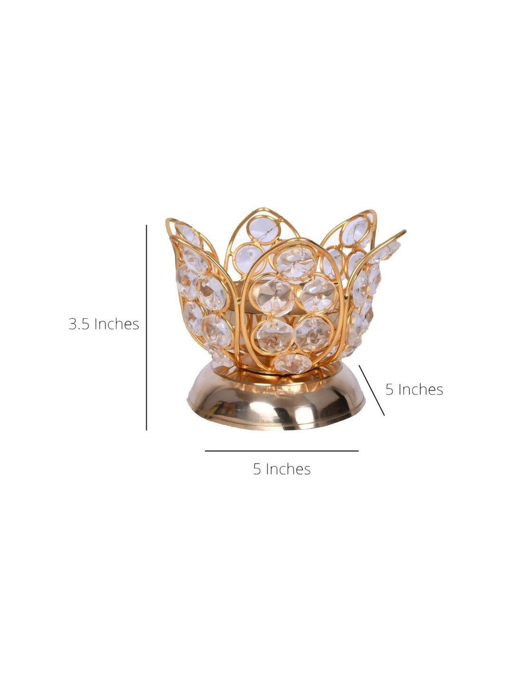 CraftVatika Gold Toned Crystal Lotus Shaped Diya