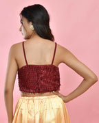 Amodini Designer Studio Maroon Sequined Strap Padded Blouse