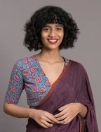 Suta Purple Orange Solid Cotton Blend Saree - Distacart