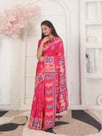 Shree Shyam Fashion Silk Blend Pink Saree - Distacart