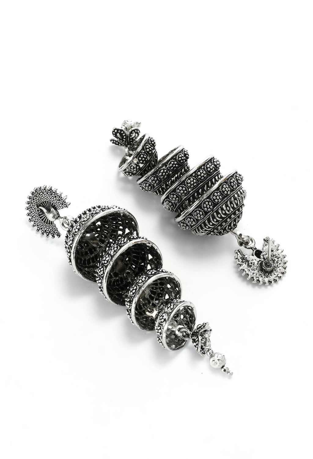 Mominos Fashion Johar Kamal Peacock Design Silver Colour Earrings - Distacart