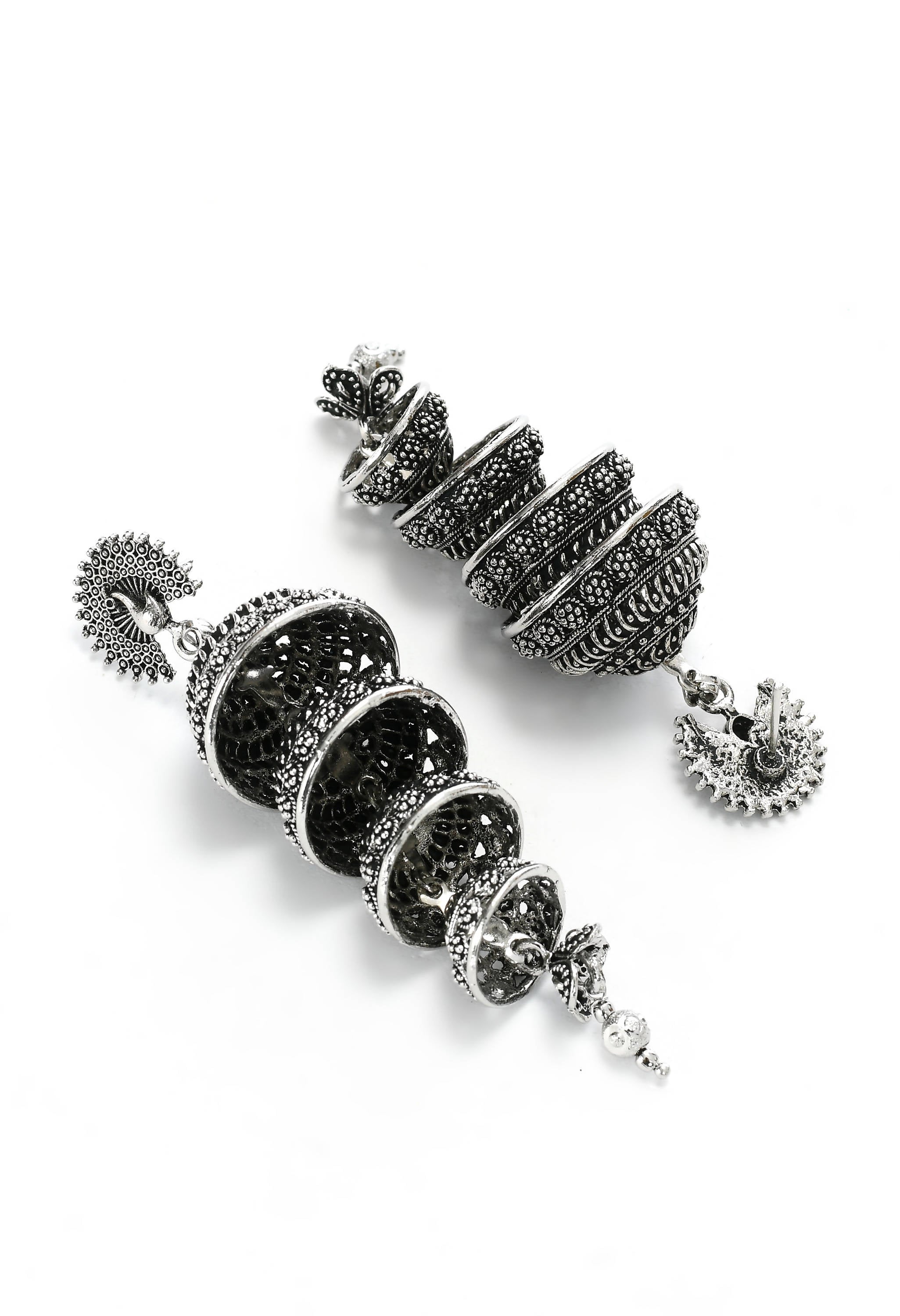 Mominos Fashion Johar Kamal Peacock Design Silver Colour Earrings - Distacart