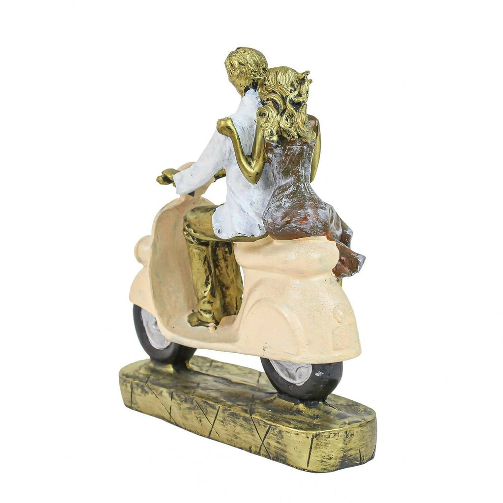 Tied Ribbons Romantic Love Couple On Scooter Showpiece Statue Decorative Items For Home