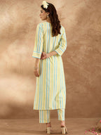 Indo Era Women Floral Embroidered Regular Thread Work Pure Cotton Kurta with Trousers - Distacart