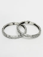 NVR Women's Silver-Toned German Silver Floral Oxidised Kada Bangle - Distacart