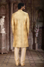 Raivat Ethnic Art Silk Digital Print Sherwani In Yellow Colour