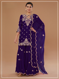 Anaita Purple Vichitra Stitched Suit with Embroidered viscose Thread Jari & Sequence work - Distacart