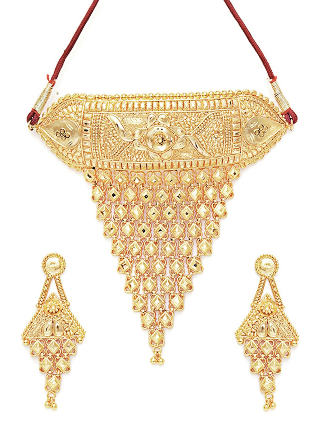 Gold plating jewellery set (Gold) - Ruby Raang