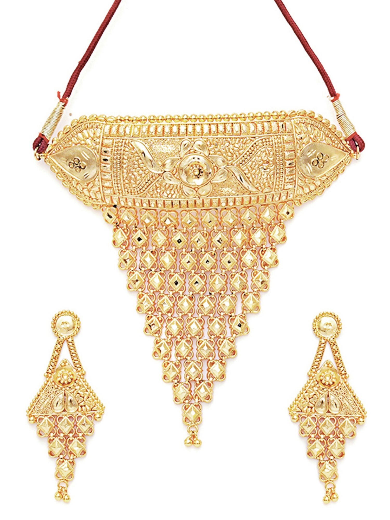 Gold plating jewellery set (Gold) - Ruby Raang