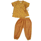 Mhyssa Zeke Half Sleeve Wrap Style Yellow and Red T-shirt With Long Pant Set For Kids