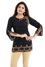 Snehal Creations Gracefully Black Alluring Indian Designer Short Kurti Tunic