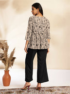 Janasya Black Crepe Solid Top,Bottom & Jacket