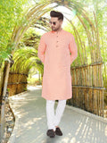 Even Apparels Men's Pure Cotton Orange Kurta