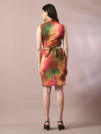 Myshka Women's Multi Printed Shawl Neck Party Top With Skirt Co-ord set