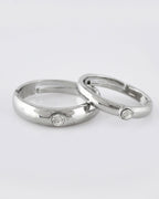 VOJ Stainless Steel Cubic Zirconia Silver Plated Adjustable Ring Set for Couple