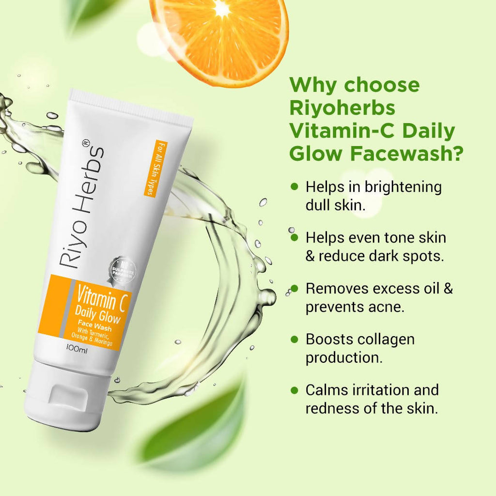 Riyo Herbs Vitamin C Daily Glow Face Wash With Turmeric, Orange & Moringa