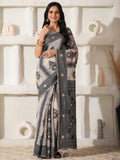 Shree Shyam Fashion Linen Cotton Black & Cream Saree - Distacart