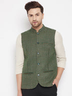 Even Apparels Green Wool Men Woven Nehru Jacket - Distacart
